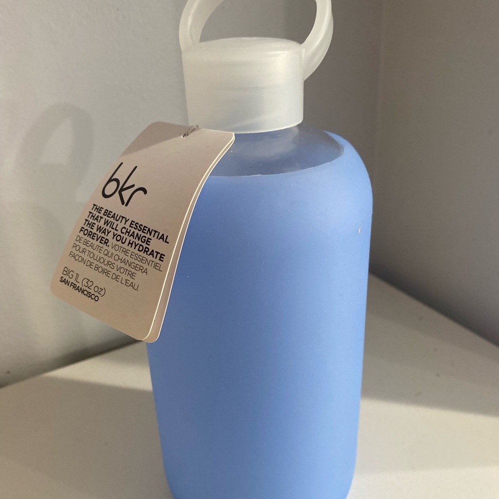 bkr Blue Glass Water Bottle Big 1L (32oz)